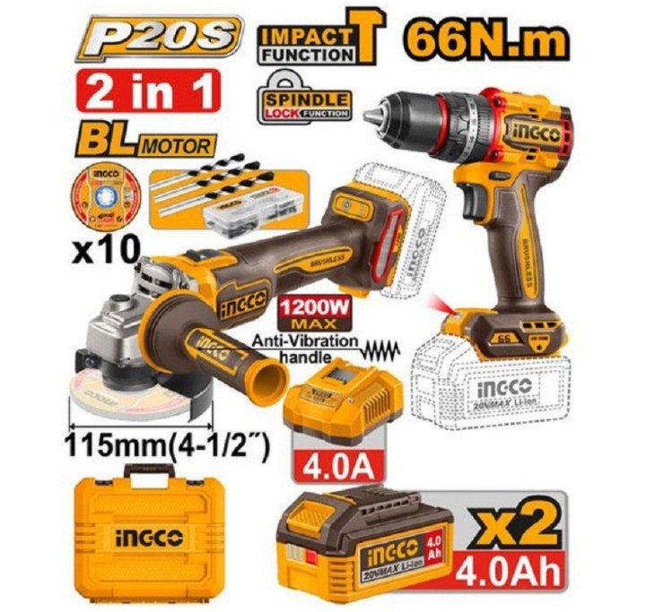 Pack visseuse 66nm et meule 1200w