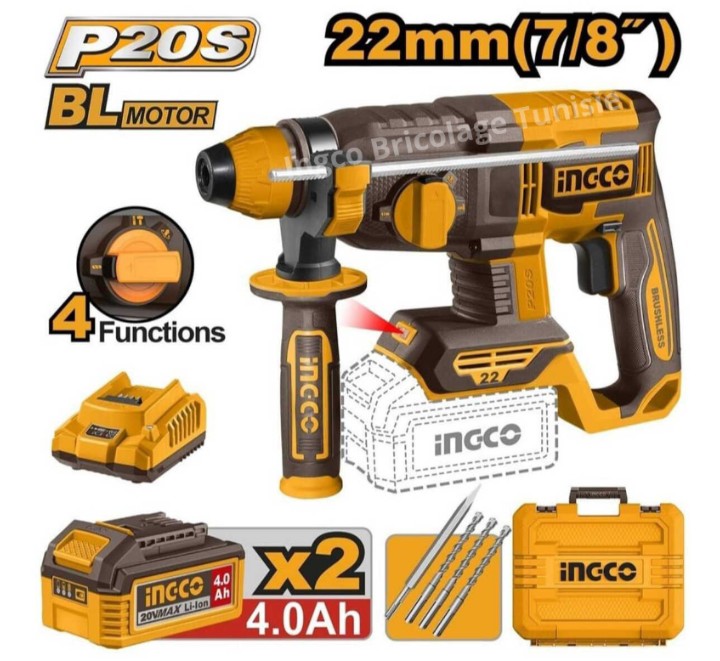 Perforateur sans fil INGCO 20v -22mm