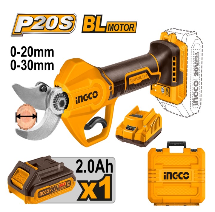Sécateur sans fil INGCO 20v -Brushless