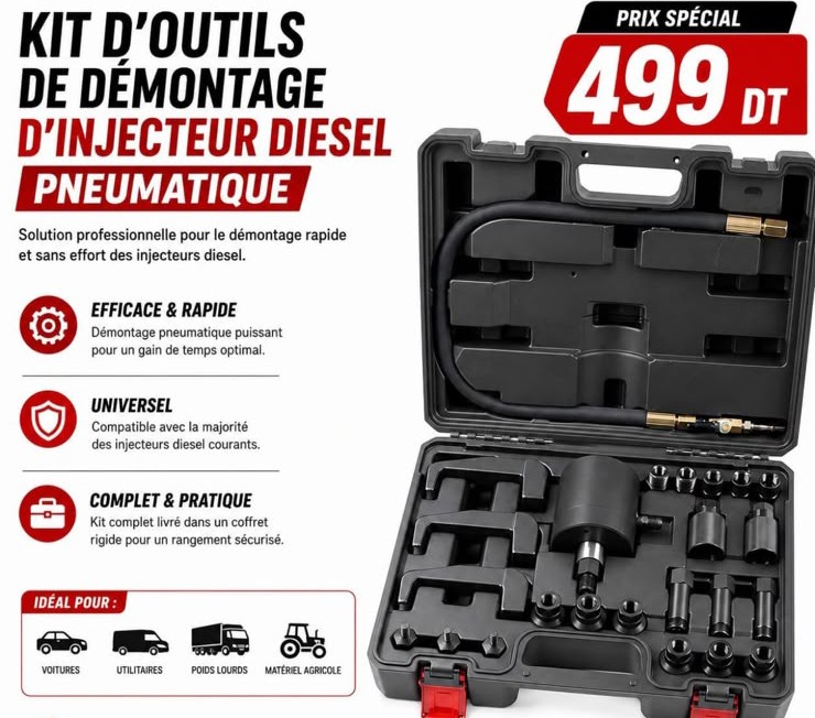 Kit d'outils de démontage d'injecteur diesel 
