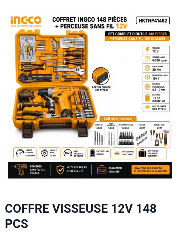 COFFRE VISSEUSE 12 V 148 PCS