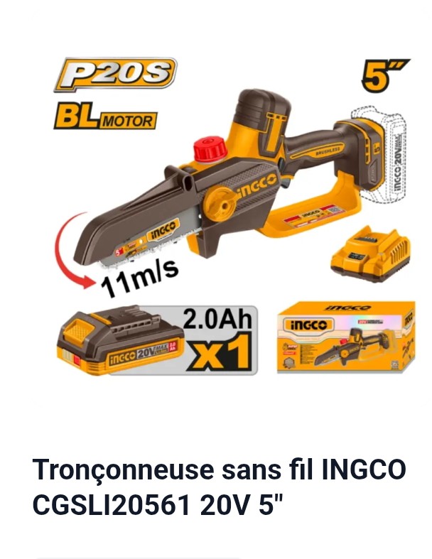 TRONÇONNEUSE SANS FIL INGCO CGSLI20561 20V 5'