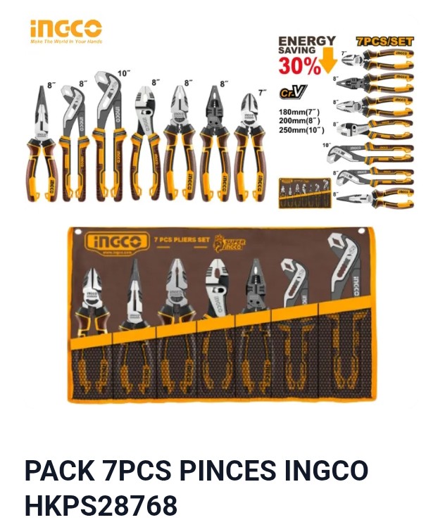PACK 7 PCS PINCES INGCO HKPS28768