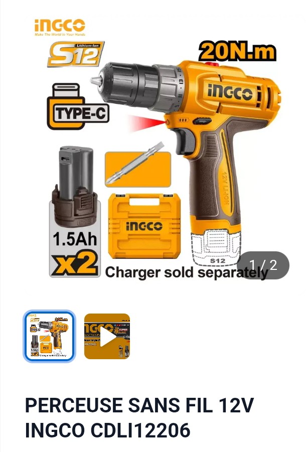 PERCEUSE SANS FIL 12V INGCO CDLI12206