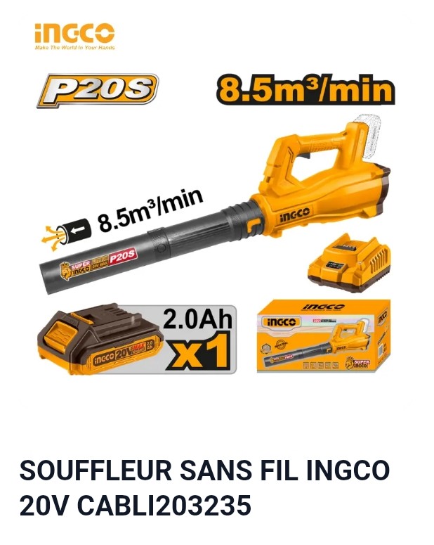 SOUFFLEUR SANS FIL INGCO 20V CABLI203235