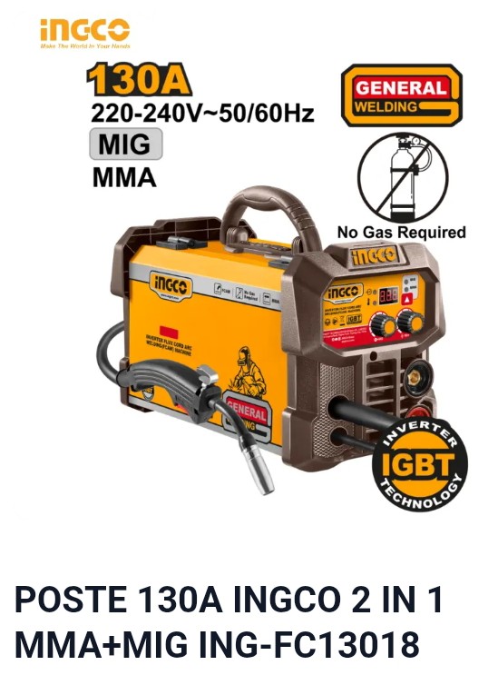 POSTE 130A INGCO 2 IN 1 MMA+ MIG ING-FC13018