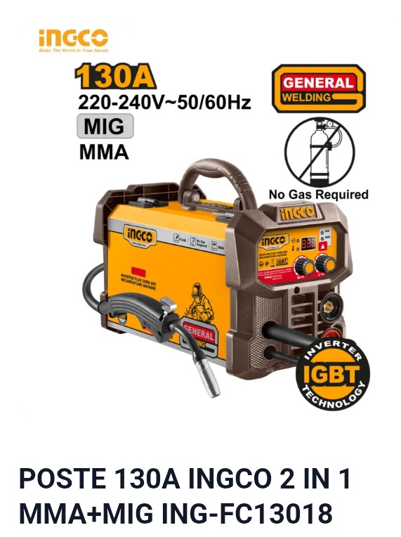 POSTE 130A INGCO 2 IN 1 MMA+MIG ING-FC13018
