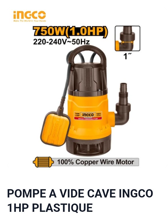 POMPE A VIDE CAVE INGCO 1HP PLASTIQUE 