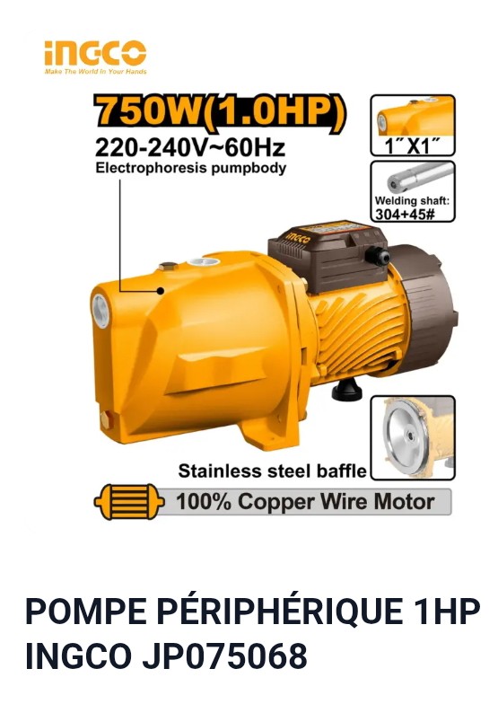 POMPE PÉRIPHÉRIQUE 1HP INGCO JP075068