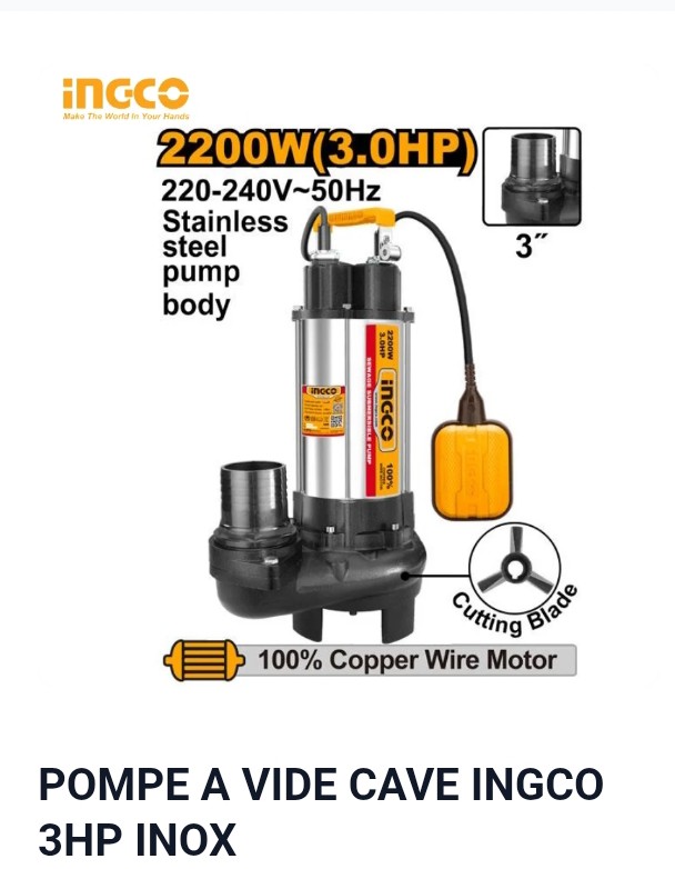 POMPE A VIDE CAVE INGCO 3HP INOX 
