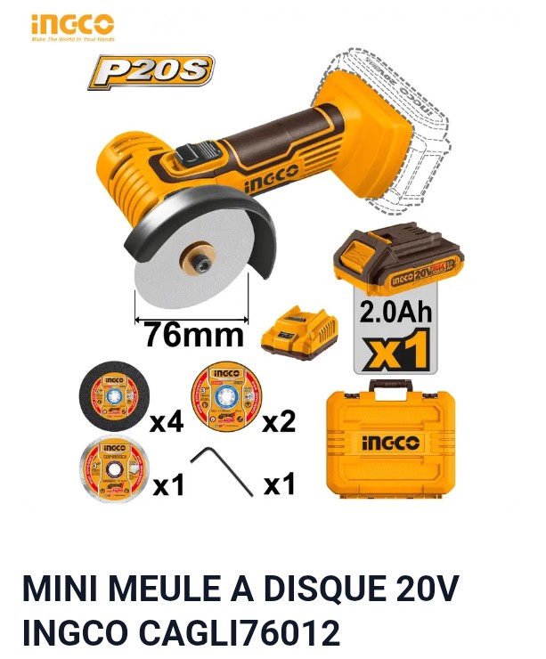 MINI MEULE A DISQUE 20V INGCO CAGLI76012